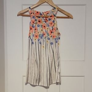 Floral Striped Sleeveless Top